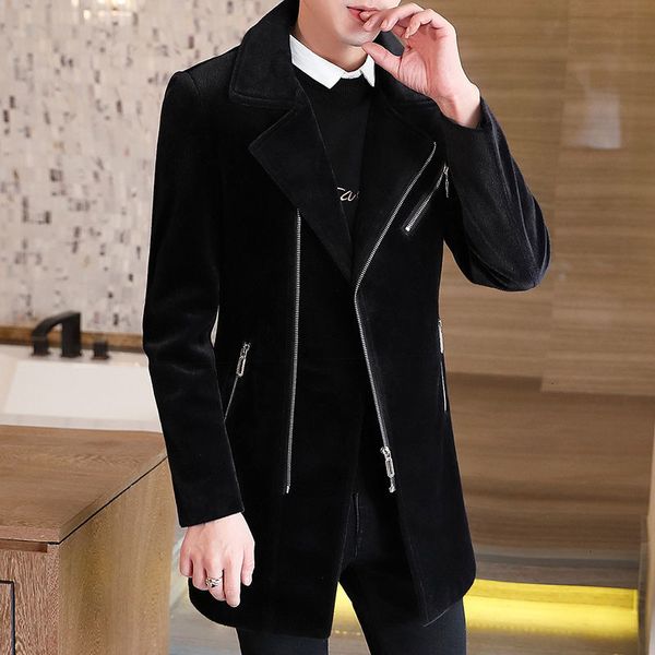 

men's wool & blends winter coat black jacket cashmere thicker warm len lapel overcoat men windbreaker manteau homme hiver r2ag