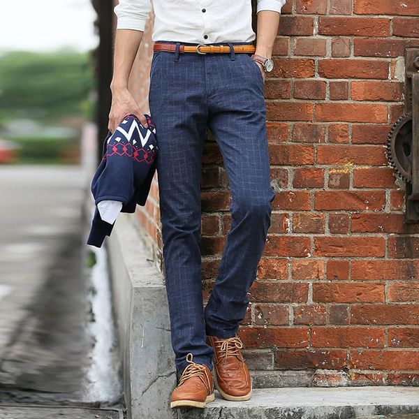 

men's pants 2021 spring classic casual mens business slim straight men size, Black