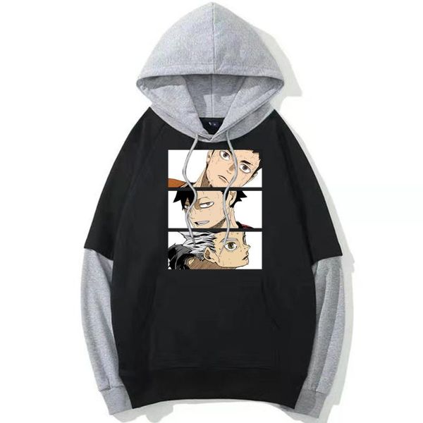 

men's hoodies & sweatshirts anime haikyuu loose harajuku style pullover, Black