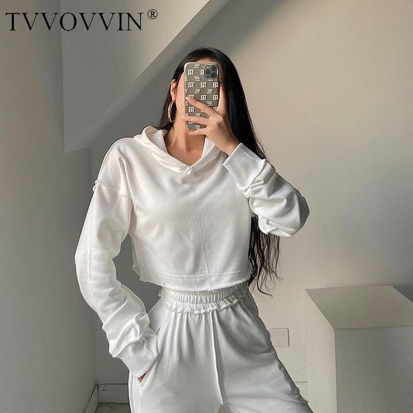 

women's hoodies & sweatshirts tvvovvin 2021 street loose slimming short navel-opening woolen hooded pullover base sweatshirt 8el4, Black