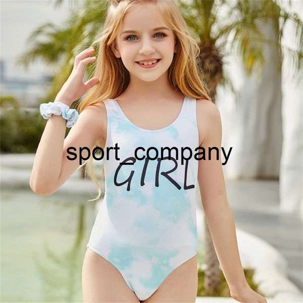 

letter monokini swimwear 5~13 years children swimsuit girls tie dye one-piece kid and teen girls beach bathing suit