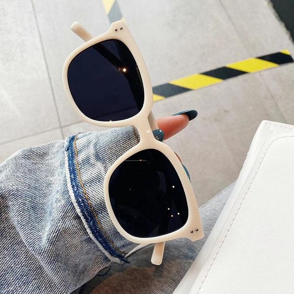 

sunglasses oloey large square rivet women cat eye eyewear female designer trendy fashion retro men's driving glasses uv400 gafas, White;black