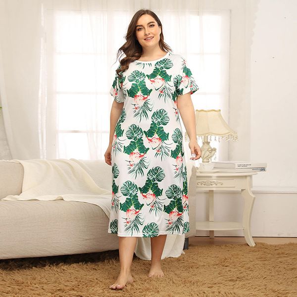 

2021 new d181 big size women home summer obese skirt female loose xl 2xl 3xl 4xl nightclothes sleep wear set nightgrowns cbwh, White