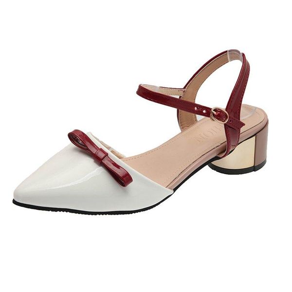 

sandals 2021 summer color matching bow pointed toe fashion simple temperament women's shoes, Black