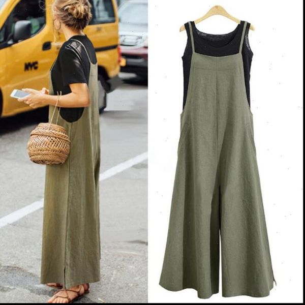

plus size 5xl women cotton jumpsuit wide leg rompers spaghetti straps dungaree bib overalls drop shipping, Black;white
