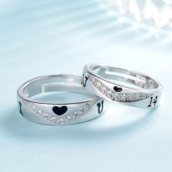 

wedding rings 1pc fashion open adjustable for women/men silver color enamel round ring valentine's day gift heart rhinestone jewelry, Slivery;golden