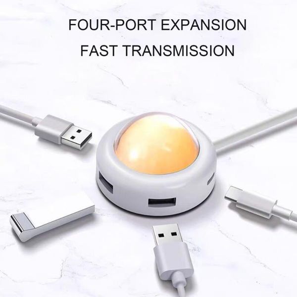 

hubs mini 4 usb ports hub extension cable splitter high speed transmission with led night light for computer mobile phone