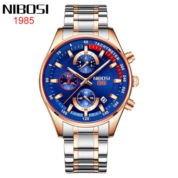 

4 style nibosi new men chronograph mens watch watches watches student watch leisure waterproof luminous wristwatch two tone rose gold, Slivery;brown
