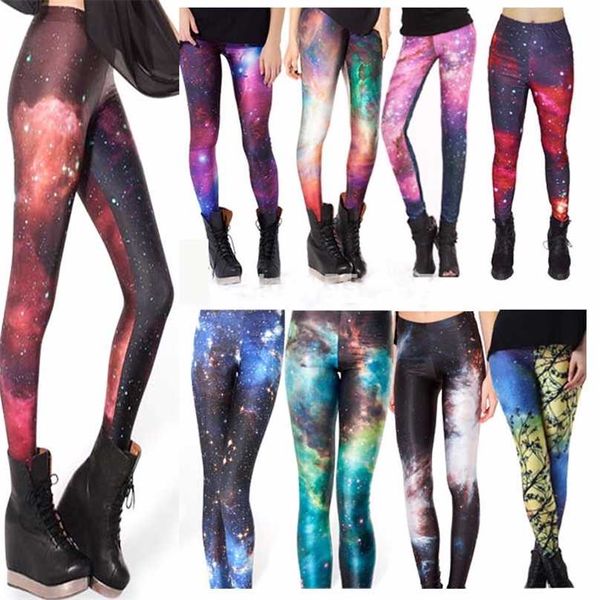 Vendite dalla S alla 4XL Punk Galaxy Space Leggings da donna 6 modelli Rosso Blu Grigio Viola Leggins casual 211215