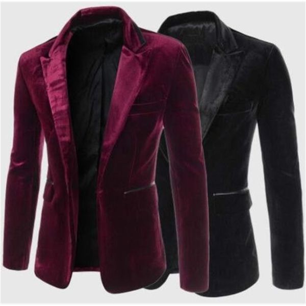

men's suits & blazers black burgundy peaked laepl a button men's suits warm blazer formal suit thin fuzzy tuxedo (jacket + pants), White;black