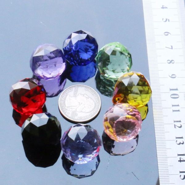 

8pcs mixed color glass crystal prism ball 30mm hanging chandelier jewelry suncatcher diy craft supply decoration part for lamp