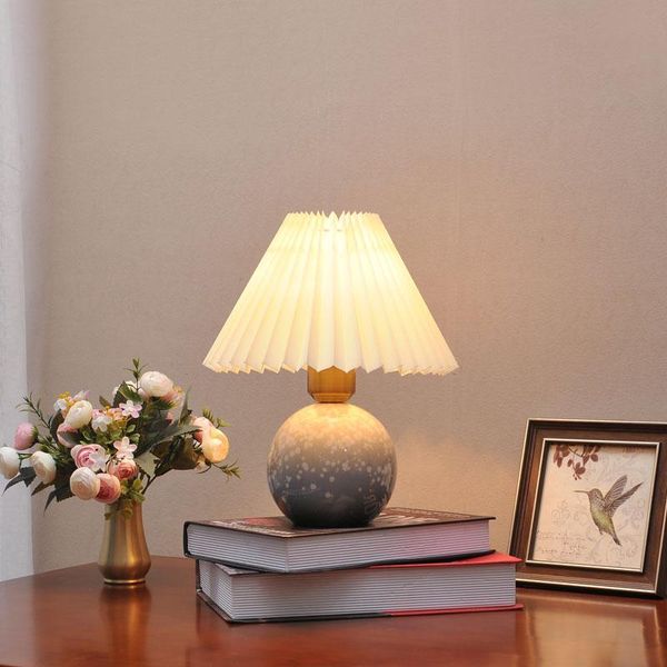 

vintage pleated internet celebrity nordic ceramic table lamp for wedding room bedroom bedside lamp living room decorative