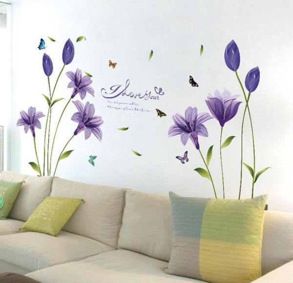 

wall stickers lily flowers sticker on the of gome decoration bedroom background