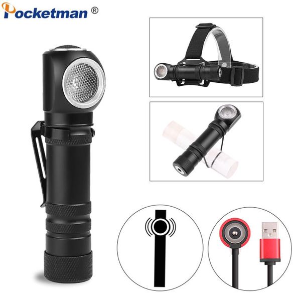 

new powerful xhp50 led magnetic usb rechargeable 12 lens torch with built-in 18650 battery head torch