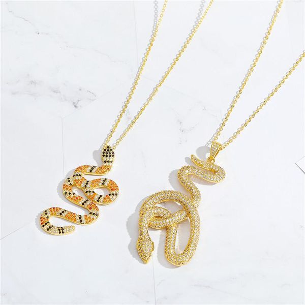 

pendant necklaces 1pc gothic punk zircon snake necklace for women european vintage crystal animals clavicle choker collar jewelry n122-7, Silver