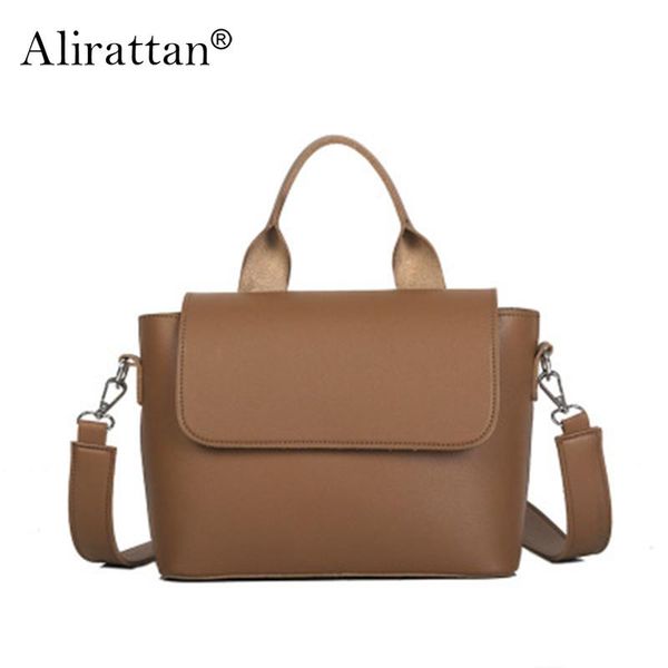 

shoulder bags alirattan vintage pu leather bag for women solid color flap crossbody fashion lady messenger handbag designer purse
