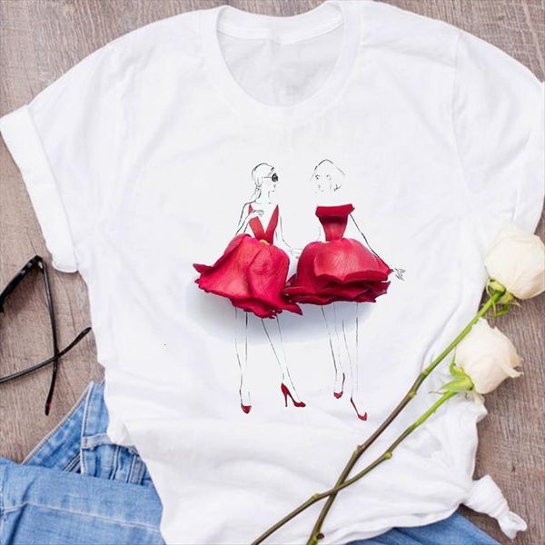 

graphic rose elegant 90s casual women t shirts floral flower clothes clothing tees print womens, White