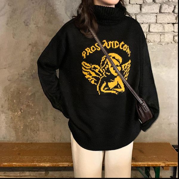 

womens sweaters japanese kawaii ulzzang vintage loose harajuku angel cute sweater female korean harajuku clothing for women, White;black