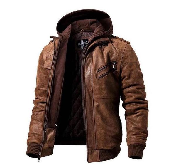 

men's fur & faux mens leather jackets classic motorcycle jacket male plus men 2021 spring, Black