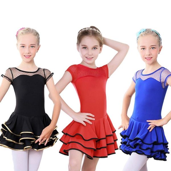 

girl's dresses kids latin dance dress performance clothing modern dancing tango costume, Red;yellow