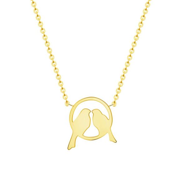 

pendant necklaces rose gold silver color double bird for women stainless steel chain jewelry kids birthday gift