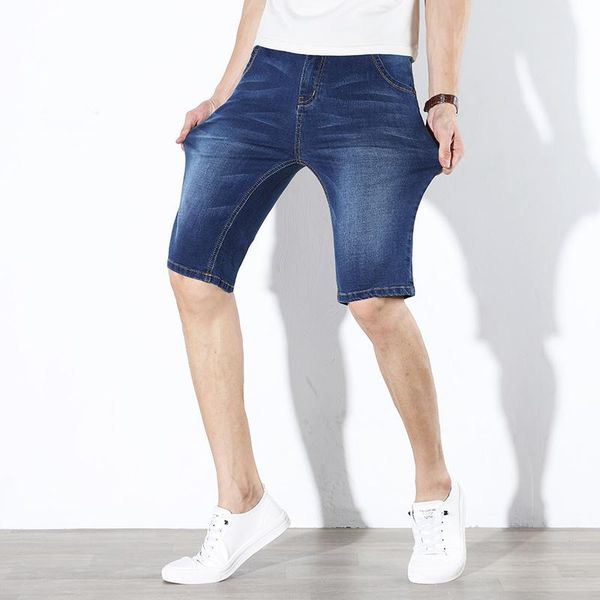

summer classic men's short jeans stretch korean version thin casual pants male work business denim jean shorts, White;black