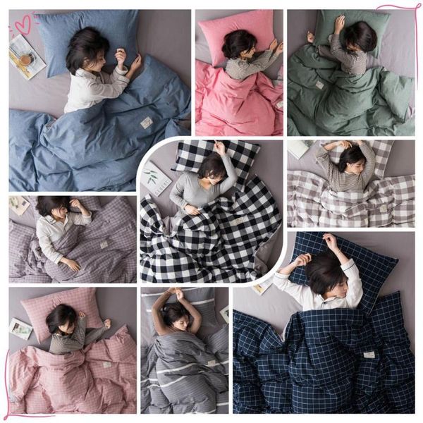 

bedding sets japanese-style cotton yarn-dyed washed four-piece simple