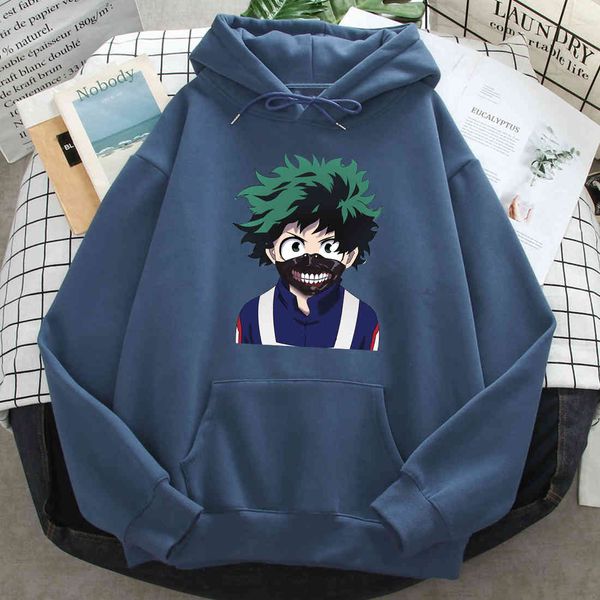 

animation academy my hero print hoodie casual men's wear harajuku women's loose hoodie autumn spring fashion pocket wool hoodie, Black