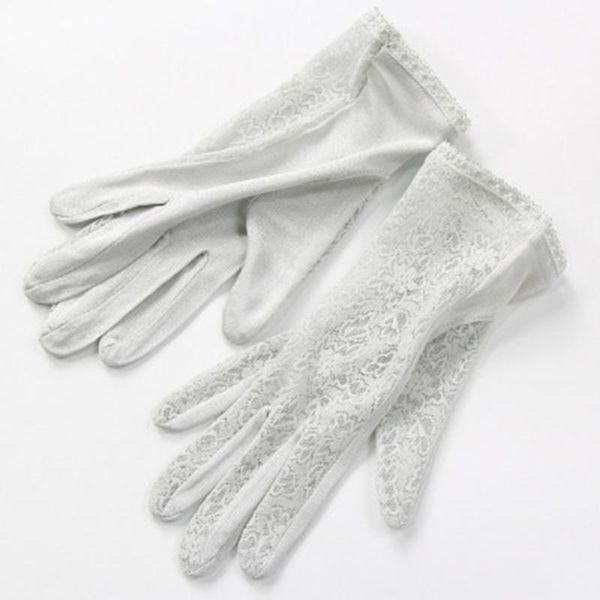 

five fingers gloves elegant ladies 100 silk knit summer anti-uv thin section breathable sleep moisturizing lace k5, Blue;gray