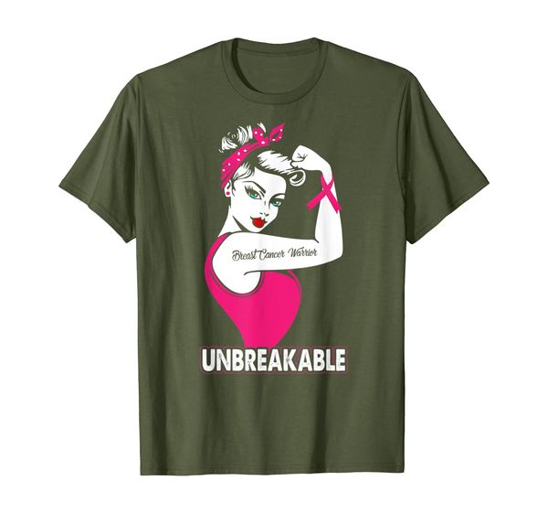 

breast cancer warrior unbreakable gift strong woman t-shirt, White;black