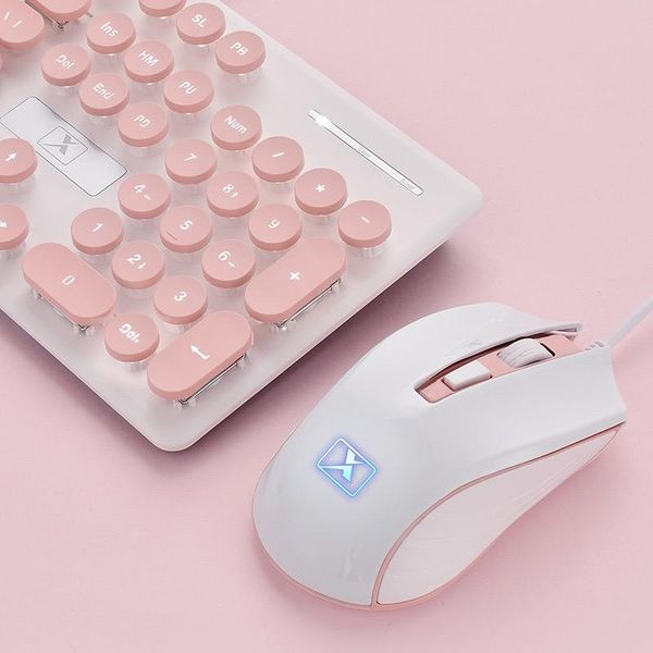 

keyboard mouse combos set gaming punk robot wired and round key cap for pc computer