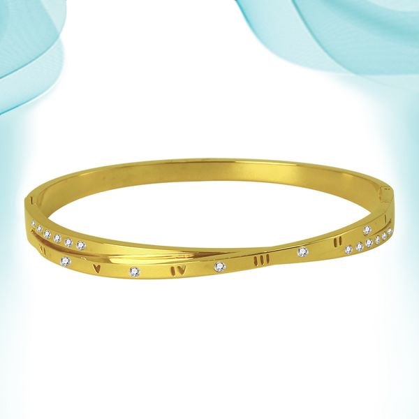 

women roman numerals bangles with diamonds patterned regularly jewelry birthday party holiday gifts friendship bracelets fashion accessories, Black