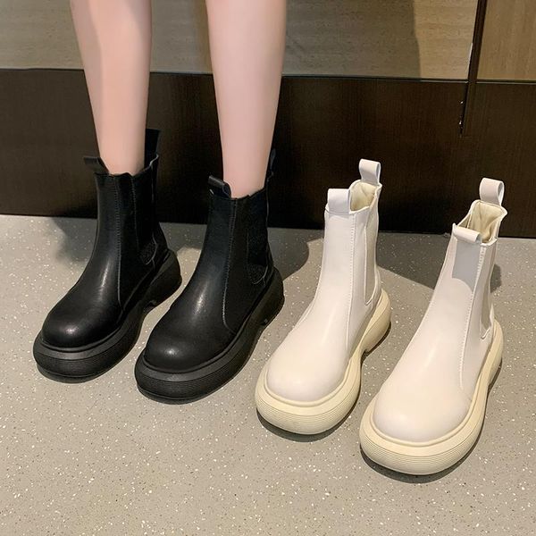 

boots women's rubber shoes round toe flat heel luxury designer boots-women rain autumn ladies summer white rock med lolita fash, Black