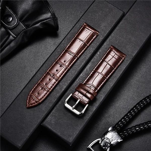 

watch bands universal leather band business strap woman/men watchband 12mm 14mm 16mm 18mm 20mm 22mm genuine, Black;brown