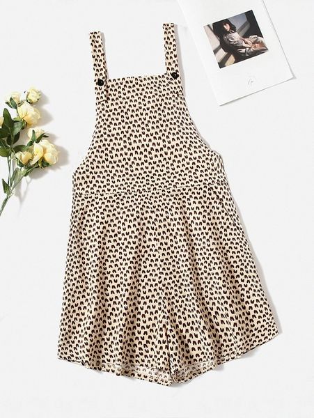 

plus allover print overall romper k76c#, Black