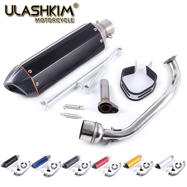 

motorcycle scooter modified muffler exhaust gy6 125 150cc contact middle pipe full system 157qmj 152qmi 4 stroke engine slip on