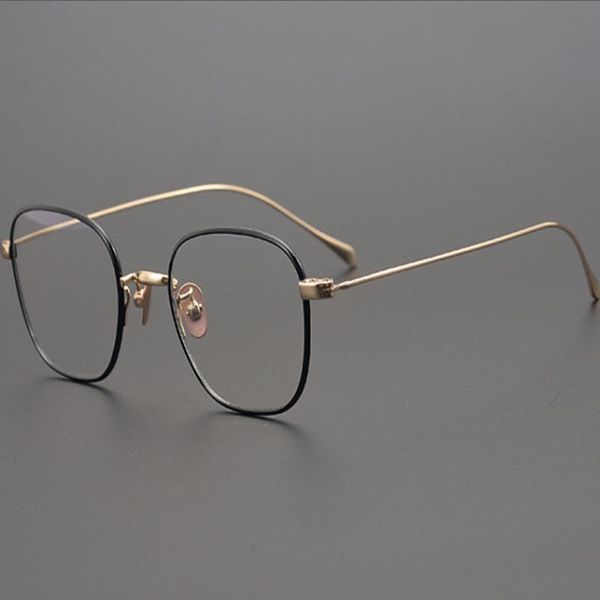 

fashion sunglasses frames pure titanium ultralight japanese handmade eyeglasses retro women myopia eyewear frame prescription vintage optica, Black