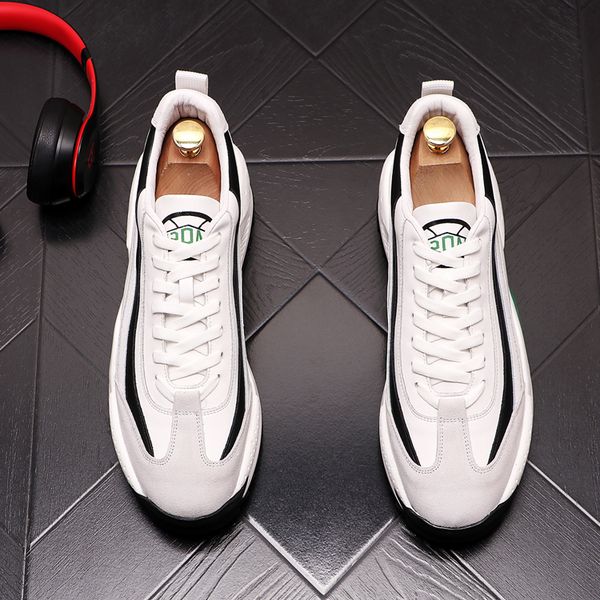

spring autumn white business wedding shoes fashion lace-up vulcanize men's casual sneakers luxury designer street cool walking flat loa, Black