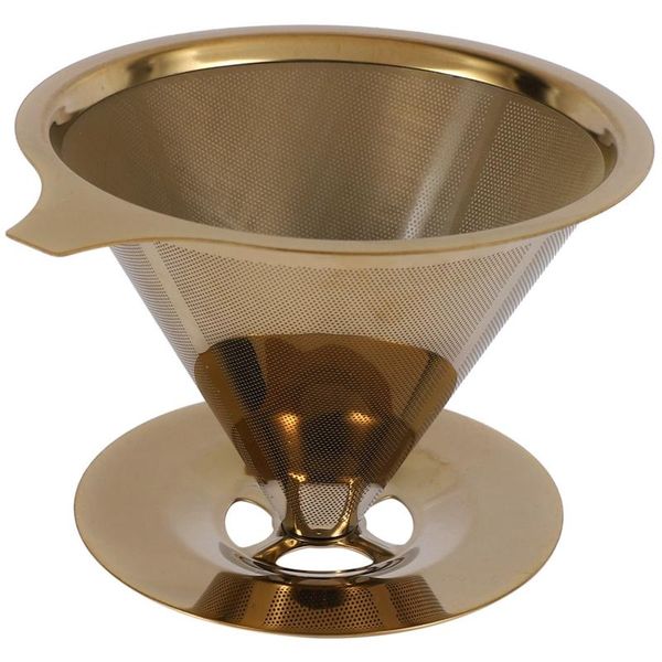 

coffee filters double wall stainless steel titanium gold pour over dripper filter with cup stand and handle