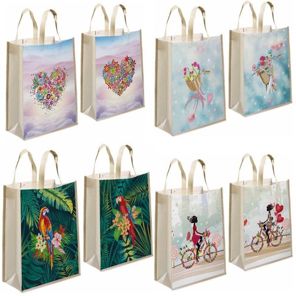 

diamond painting 2x fashion diy handbag tote mosaic reusable eco-friendly shopping storage bags home foldable organizer gifts