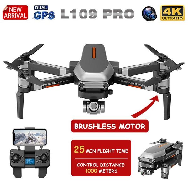 

drones 2021 gps drone l109 pro brushless motor with 4k hd dual camera professional foldable quadcopter 1000m rc distance toy