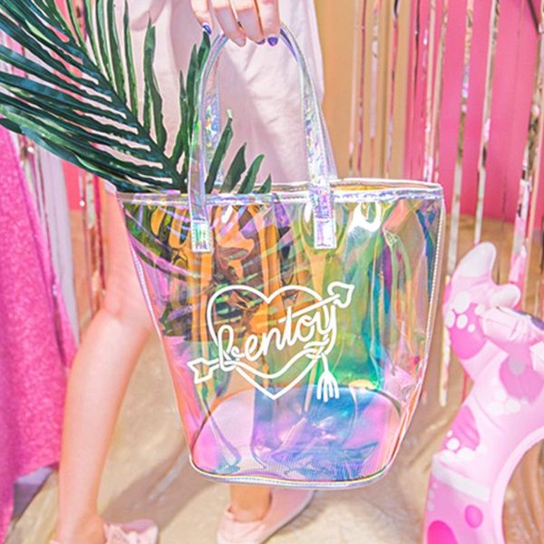 

shopping bags harajuku style transparent female shoulder bag portable student beach swimming large capacity waterproof
