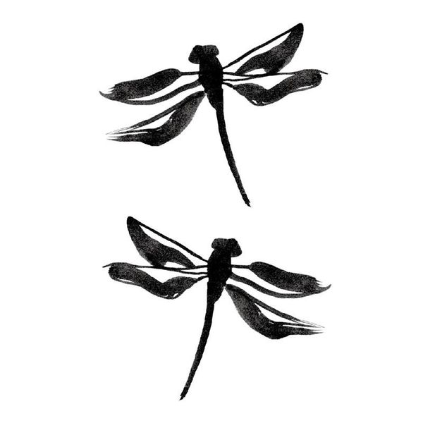 

temporary tattoos black dragonfly tattoo sticker waterproof men women back shoulder arm makeup 10.5x6cm