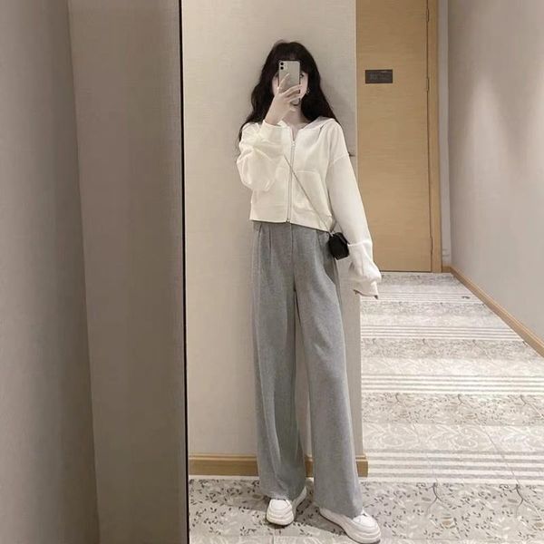 

women's two piece pants sets oversized clothes 2021 high sense european goods fashion goddess two-piece suit trend, White