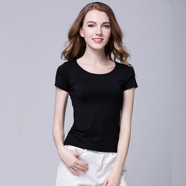 

s-5xl woman cotton t-shirt summer 2021 casual short-sleeve o-neck tees slim thin pullovers base t-shirts female plus size, White