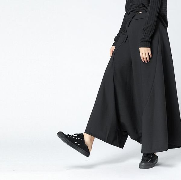 

men's pants 2021 japanese street hip hop harem hair stylist trendy men fashion personality loose big crotch, Black
