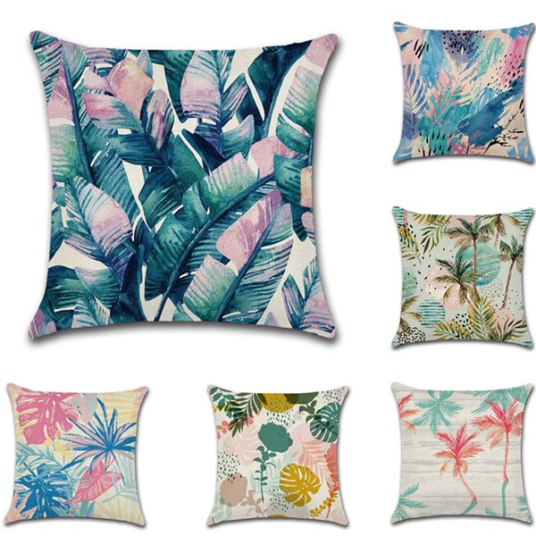 

sofa decorative cushion cover tropical plant leaf colorful summer pillow pillowcase 45*45cmthrow pillow home decor pillowcover