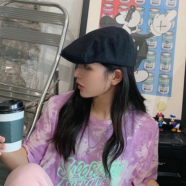 

berets mueraa fashion solid color women girls retro caps sun hats korean style plain woman elegant vintage, Blue;gray