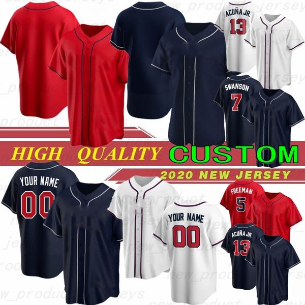 

custom 13 ronald acuna jr 2020 baseball jersey 5 freddie an 10 chipper jones dale murphy 7 dansby swanson albies dansby swanson, Blue;black