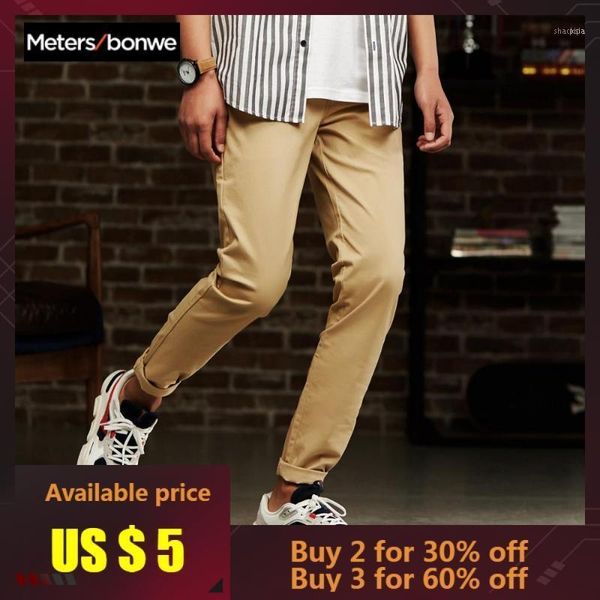 

metersbonwe men casual pants autumn trousers straight chinos fashion smart male brand, Black